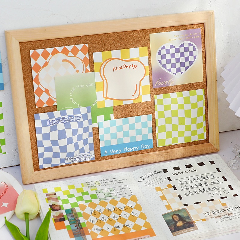 Set 400 Tờ Giấy Ghi Chú Họa Tiết Caro Dễ Thương Cho Học Sinh