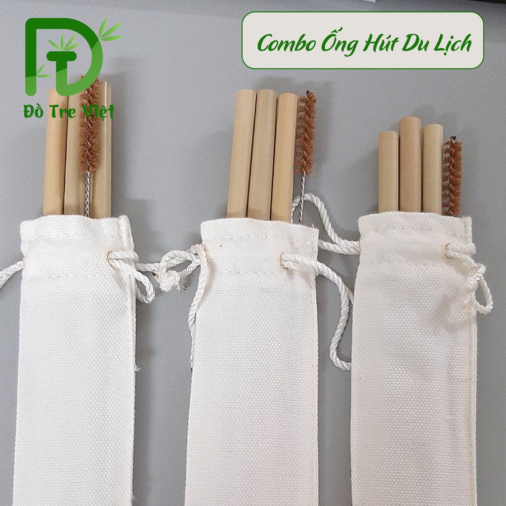 Combo ống hút du lịch, cọ vệ sinh, túi vải sale thanh lý