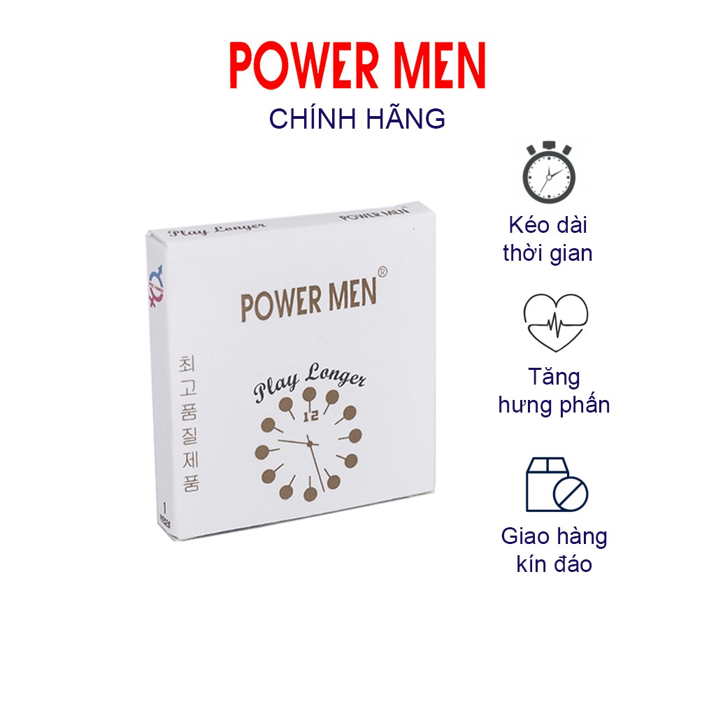 Bao cao su gân gai, kéo dài thời gian Powermen Player Longer Hộp 1 BCS