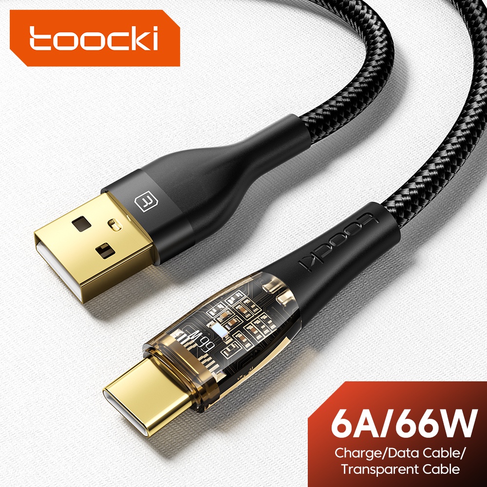 Dây cáp sạc nhanh Toocki USB Type C 6A 66W dành cho Huawei Samsung