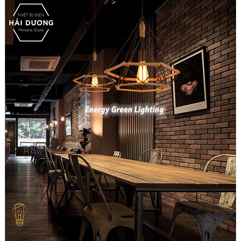 Đèn Thả Decor Kim Cương Quấn Dây Phong Cách Tân Cổ Điển - Đường Kính 25cm - Tặng kèm bóng led - Energy Green Lighting