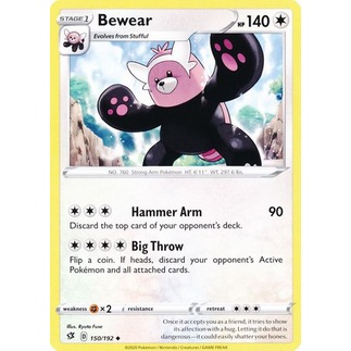 Thẻ Bài Pokemon Bewear - 150/192 - Uncommon