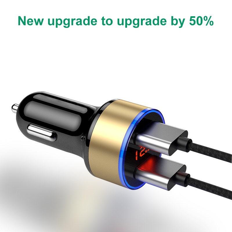 Tẩu Sạc Hai Cổng USB 36W Kiêm Vôn Kế Cho Huawei Xiaomi Android iPhone
