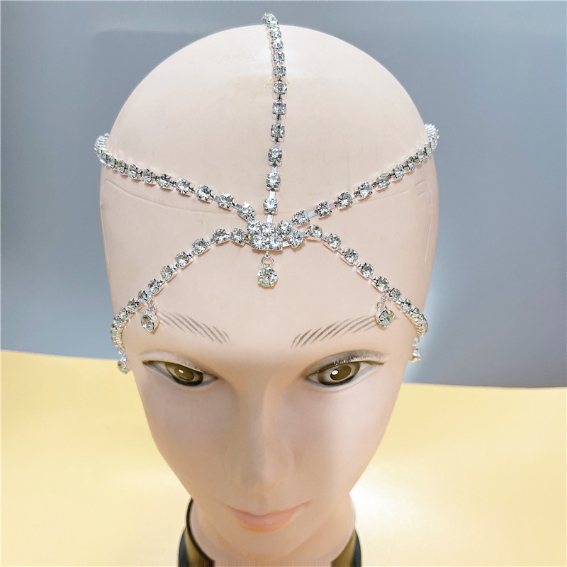 Dây Xích Cài Tóc Nhiều Lớp Đính Đá Sang Trọng Phong Cách Âu Mỹ Cho Cô Dâu