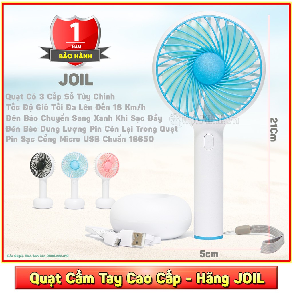 Quạt Cầm Tay Mini JOIL Mát Vô Địch, hiện % Pin