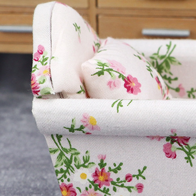 1/12 Scale Dollhouse Miniature Sofa, Mini Single Sofa Armchair with Pillow Decoration for Furniture Doll House Bedroom
