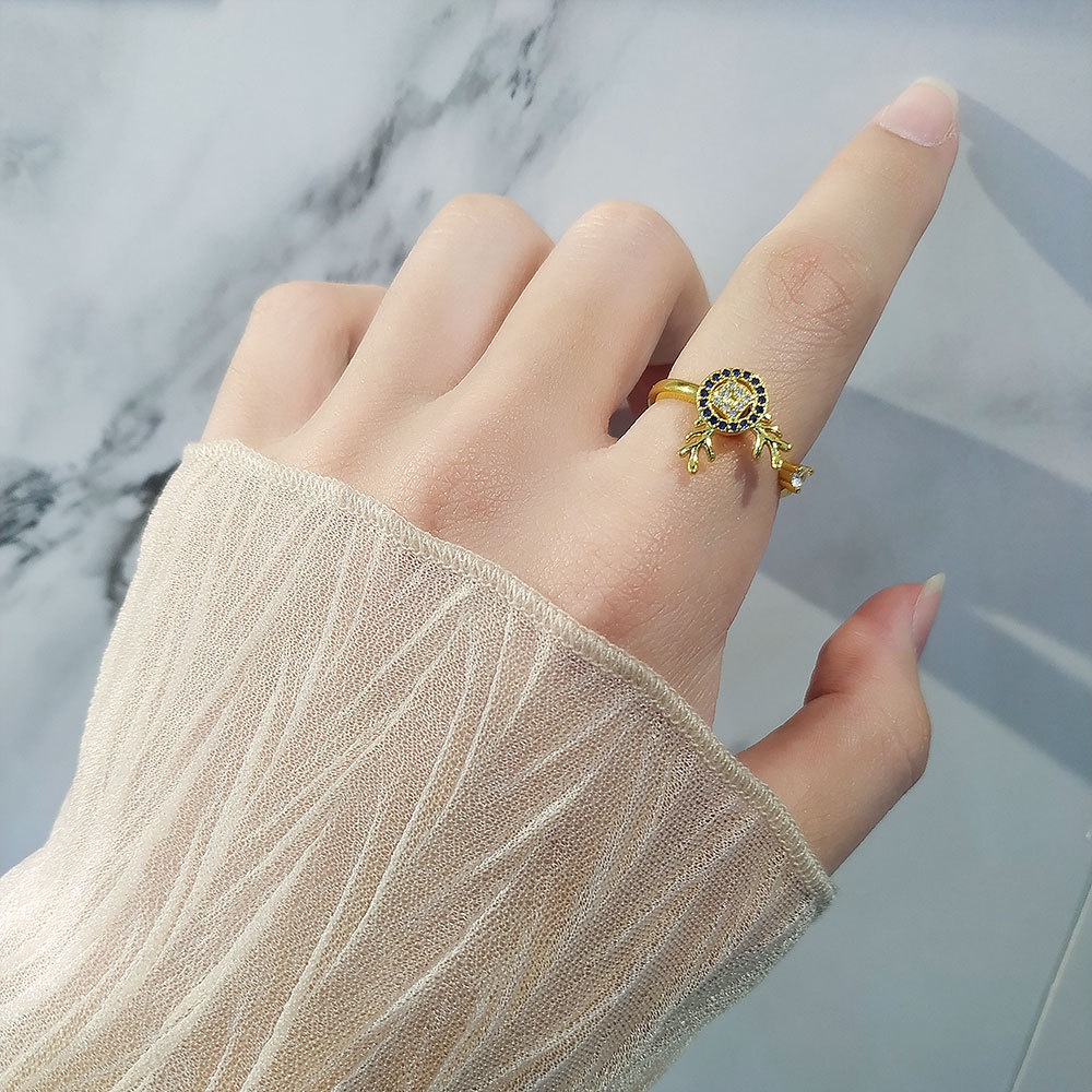 Nhẫn Xoay Hình Hươu Nhỏ Cá Tính Khí Chất Mẫu Mới Giáng Sinh Cho Nữ