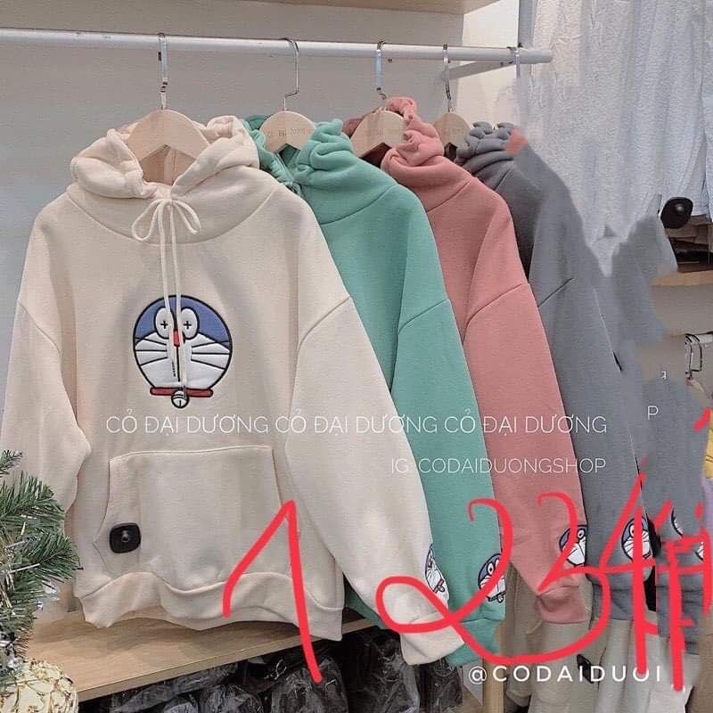 Áo hoodie siêu cute đoraemon và mẫu chữ bên áo