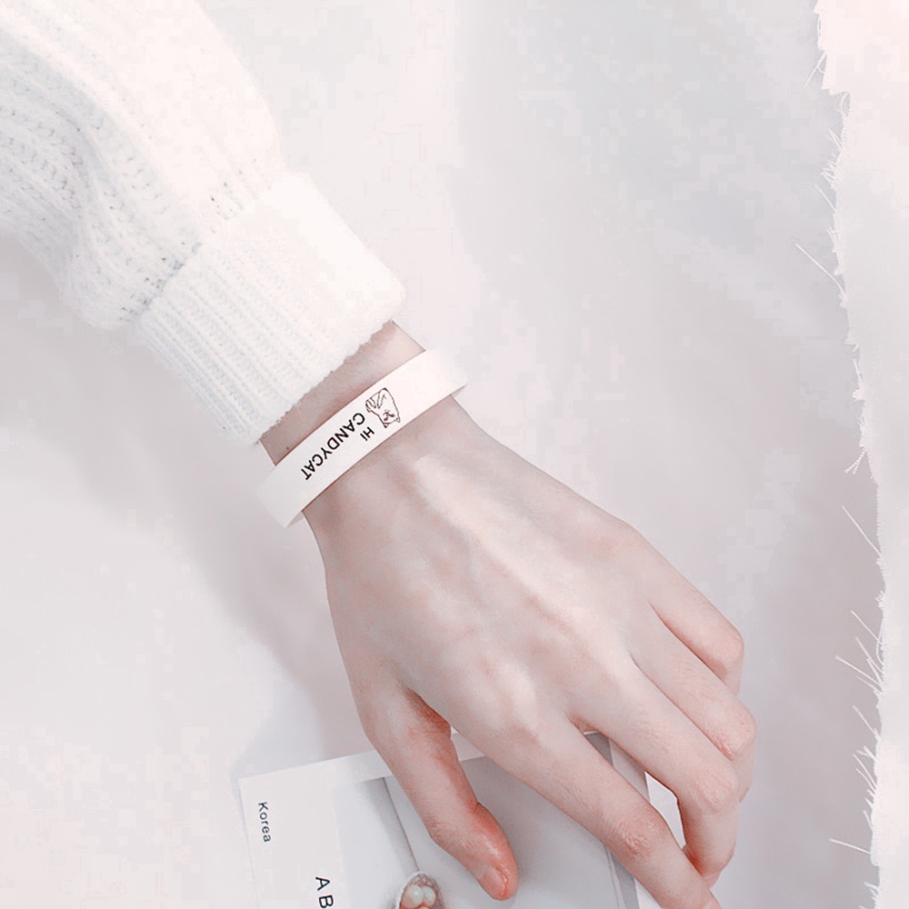 Vòng tay cao su in hình mèo xinh xắn cho nam nữ