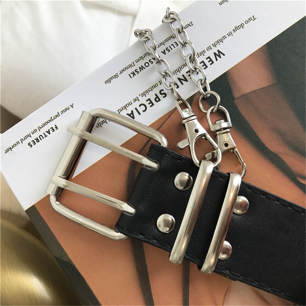 Thắt lưng hai hàng lỗ tròn phong cách hip hop thời trang cho nữ