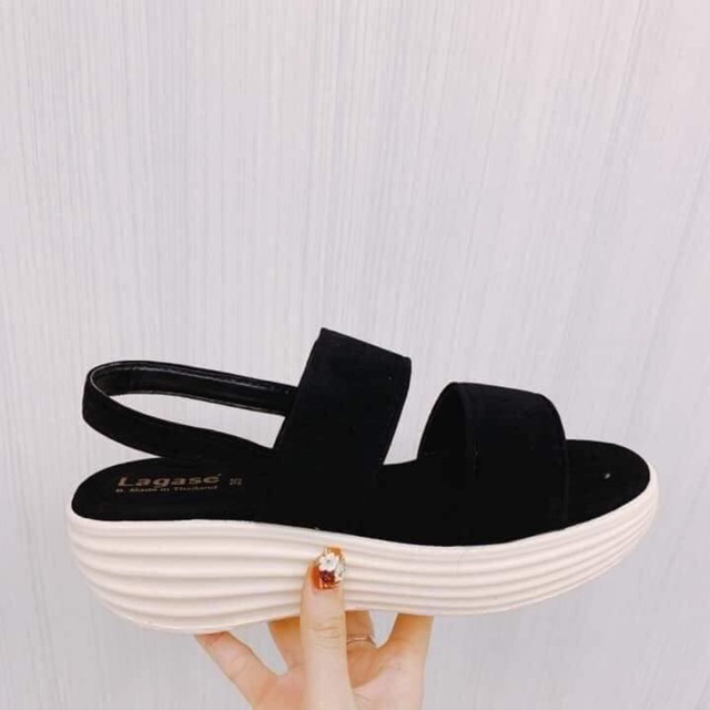 Giày Sandal bánh mì nữ Thái Lan quai ngang nhung đế xuồng (form giày rộng lùi lại 1 size)