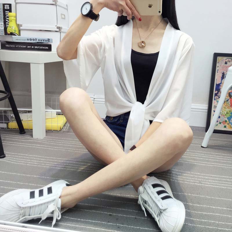 Áo khoác kimono voan trơn