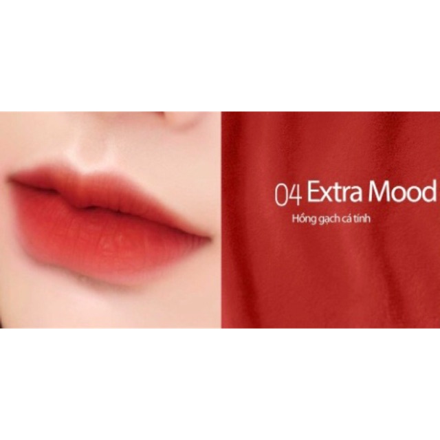 Son Kem Lì siêu lâu trôi Bbia Last Velvet Lip Tint Version 1 - #04 Extra Mood (Hồng gạch cá tính)