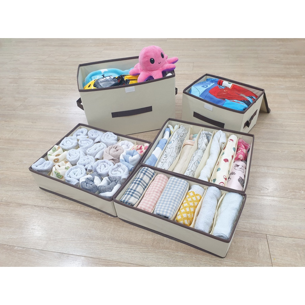 Set 2 hộp đựng đồ vải không dệt cao cấp - 2P - Phong cách Nhật Bản chắc chắn, bền, đẹp