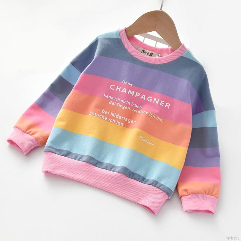 My Baby  Autumn Baby Girl Striped Letters Sweatshirts Casual Blouse Long Sleeve Outerwear