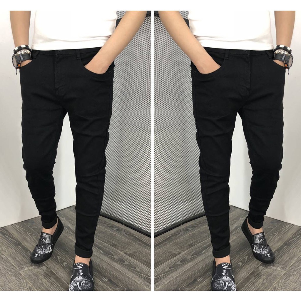 Quần Jean Nam Đen Trơn chất bò ống Côn kiểu dáng đẹp cao cấp j2 | BigBuy360 - bigbuy360.vn