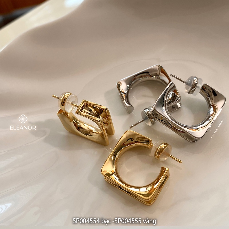 Bông tai nữ chuôi bạc 925 Eleanor Accessories vuông vintage cá tính phụ kiện trang sức 4554