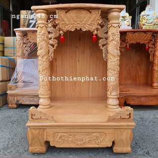 (Hàng đẹp) Bàn thờ thần tài ông địa 48x81cm gỗ xoan quỳ trụ