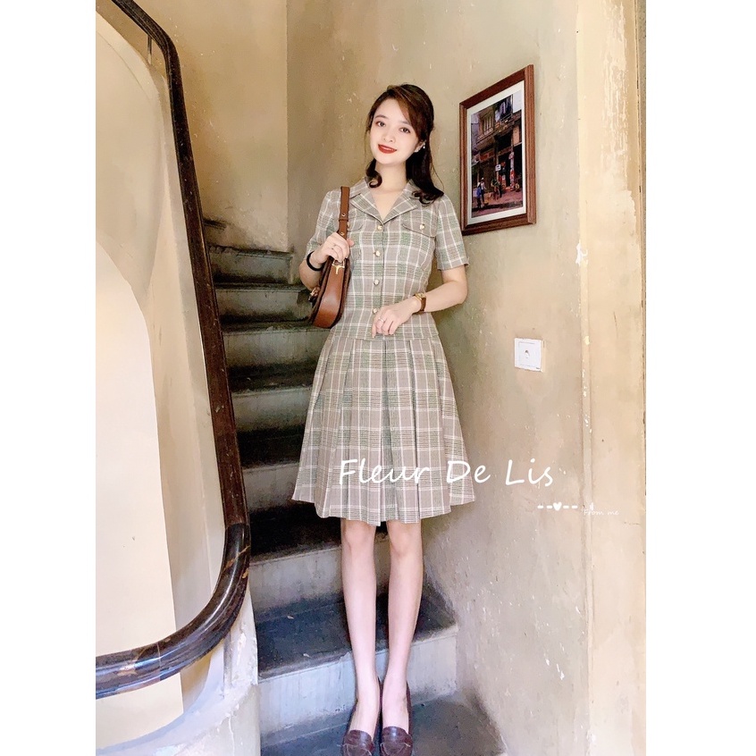 Luna Set kẻ nâu vintage