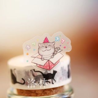 Set 6 tấm sticker mèo đen  ST07