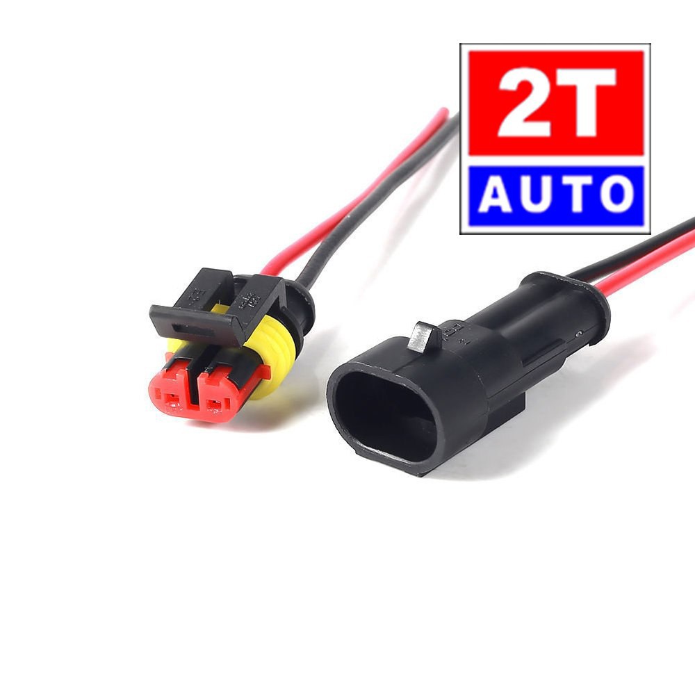 [LOẠI ĐẤU SẴN DÂY] Đầu cút jack giắc nối dây điện 2 chân chống nước dùng cho xe máy hơi ô tô:  SKU:179-1