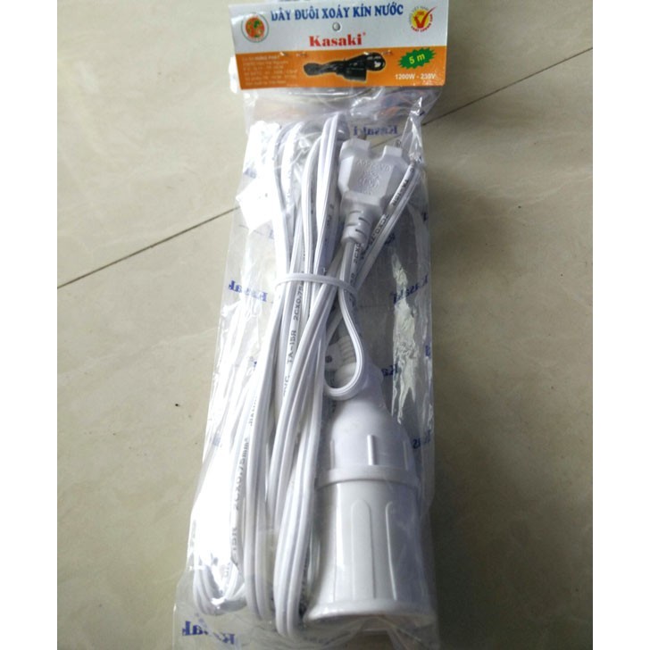 Đui đèn xoáy kín liền dây phích cắm nước KASAKI dài 3m