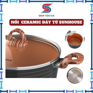 Nồi chống dính đáy từ SUNHOUSE phủ ceramic siêu bền kích thước 18,20,24cm -Shop Tiện Ích