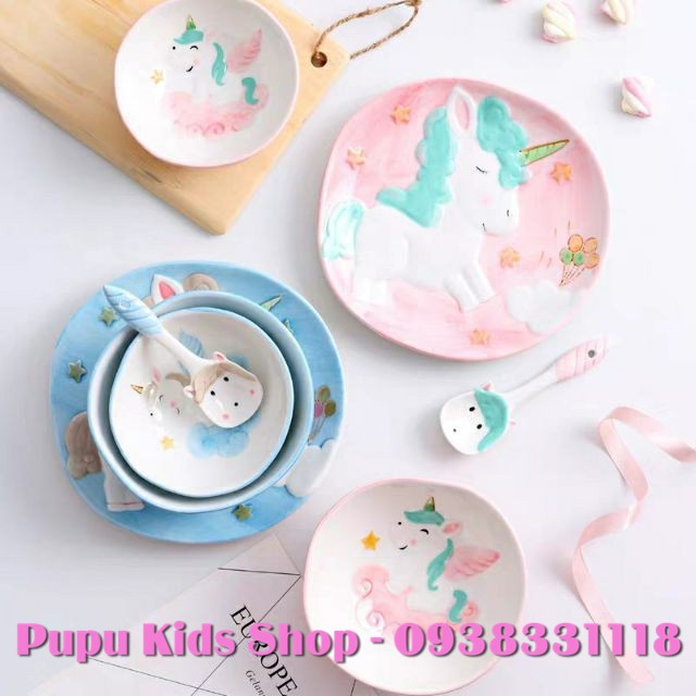 Bộ Chén bát ăn dặm cho bé hình Pony cực xinh