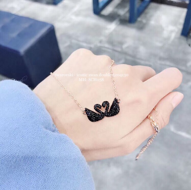 SALE 450k Vòng_cổ_pha_lê_Swarovski - thiên Nga đen đôi