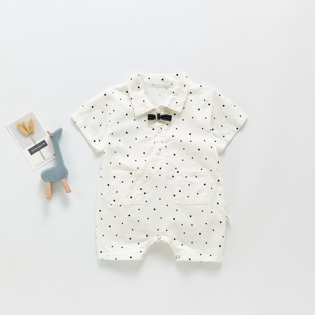 Áo Liền Quần Họa Tiết Chấm Bi Phong Cách Hàn Quốc Mới Cho Bé