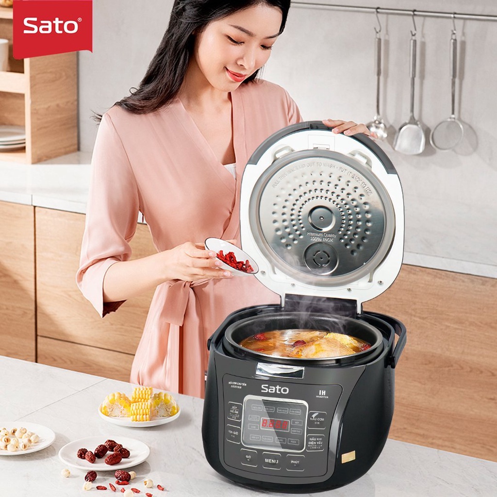 Nồi cơm điện Sato 18CT011 1.8L nồi cơm cao tần Nhật Bản thiết kế sang trọng hiện đại màu sắc tinh tế bảo hành chính hãng