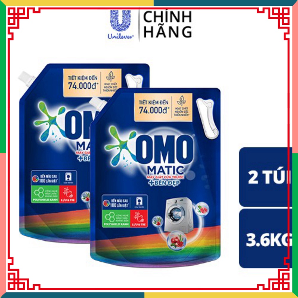 Combo 2 Túi Nước giặt OMO Matic chuyên dùng cửa đằng trước 3.6kg/túi