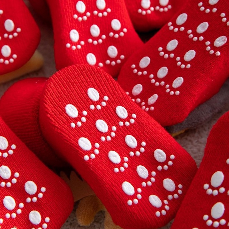 Đôi vớ ngắn bằng cotton dày dặn in họa tiết chủ đề Noel cho bé sơ sinh