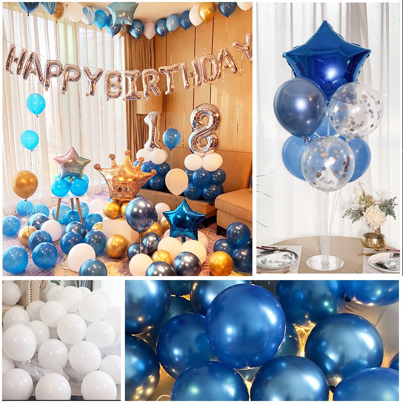 Combo bong bóng siêu nhũ trang trí sinh nhật happy birthday cho bé trai bé gái người lớn đủ đồ phụ kiện SNH01