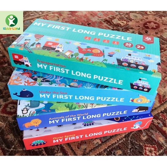 Long Puzzle - Xếp hình mảnh ghép lớn dài 4 chủ đề giao thông, máy bay vũ trụ, động vật, đại dương