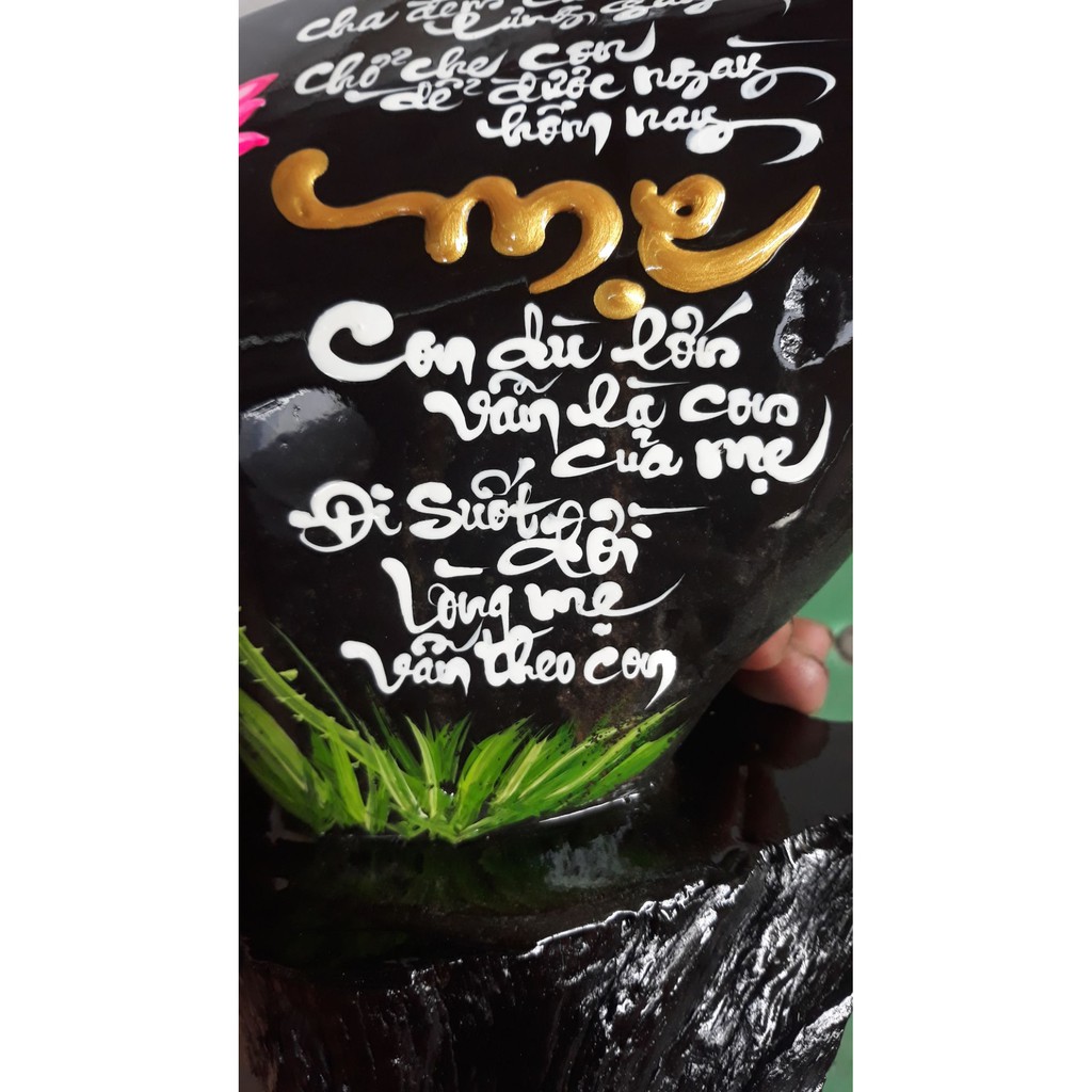 Thư Pháp trên Đá Đa Sắc tự nhiên, KL: 2 kg, Cao: 20cm, Rộng: 15cm. Nhận viết chữ Thư Pháp theo yêu cầu khách hàng.