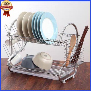 Kệ úp bát đĩa inox 2 tầng