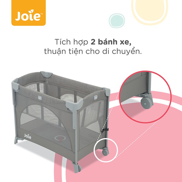 [Mã MKBC13 giảm 80k đơn 1 triệu] Giường cũi trẻ em Joie Kubbie Sleep Foggy Gray