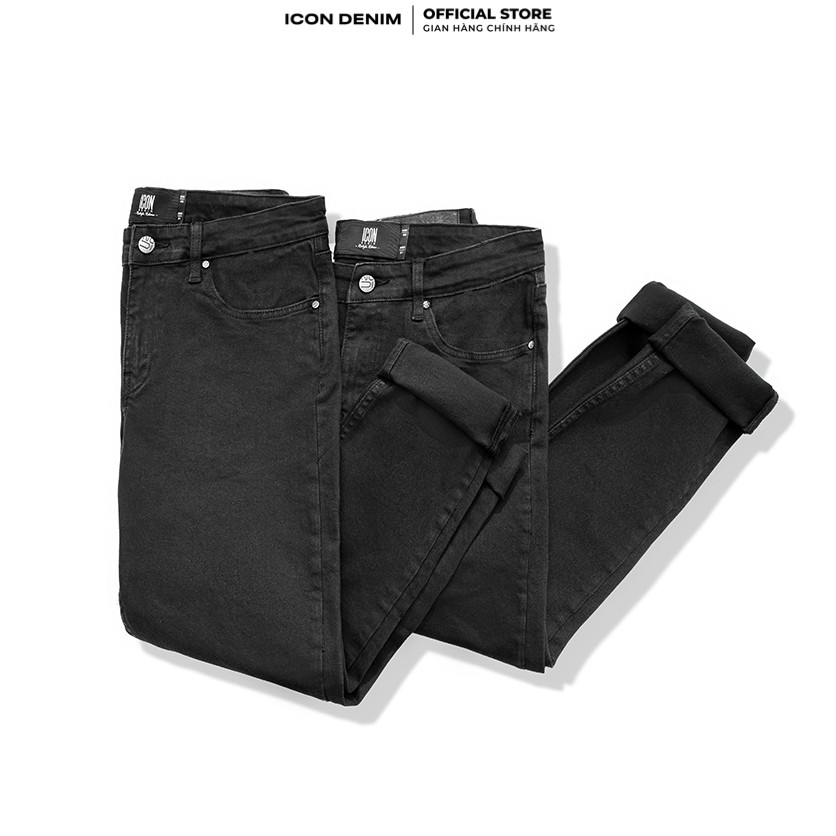 Quần Jean Nam Đen Trơn ICON DENIM Dáng Ôm Slim-fit Trẻ Trung, Co Giãn Tốt | BigBuy360 - bigbuy360.vn