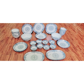 Bộ bát đĩa sứ bát tràng phúc lộc thọ - bộ bát đĩa phúc lộc thọ.