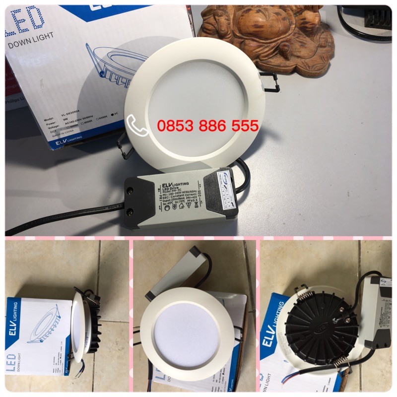 Đèn led âm trần 6w, 9w, 12W ELV. Lỗ khoét 75, 90, 110mm.