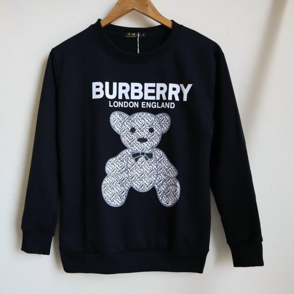 ÁO NỈ DÀI TAY NAM NỮ VẢI NỈ DA CÁ CAO CẤP HỌA TIẾT GẤU , IN BURBERRY SÀNH ĐIỆU TM New