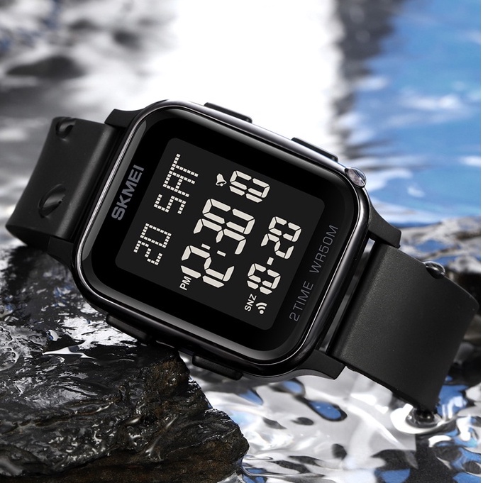 Đồng Hồ Điện Tử SKMEI Mặt Vuông Viền Cong Chống Thấm Nước Thời Trang Cho Nam