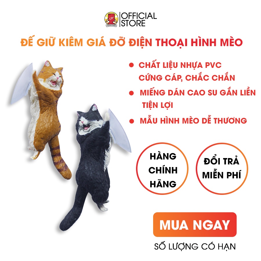 Đế Giữ Kiêm Giá Đỡ Điện Thoại Đa Năng Hình Mèo Dễ Thương - Handtown - Hàng Chính Hãng
