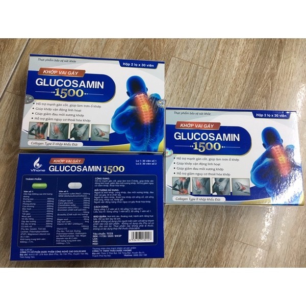 Hỗ trợ xương khớp, Viêm khớp, Viên uống xương khớp Glucosamine 1500 làm giảm đau khớp vai gáy bôi trơn xương khớp