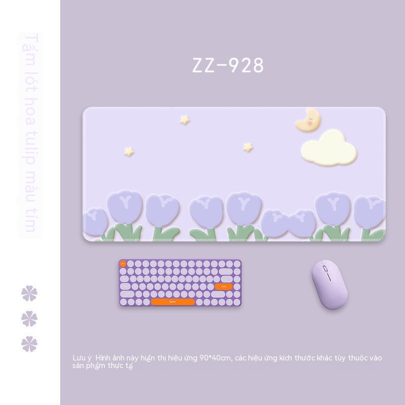 Thảm Lót Chuột Máy Tính Mềm Mại Hình Hoa Tulip Màu Tím Cỡ Lớn