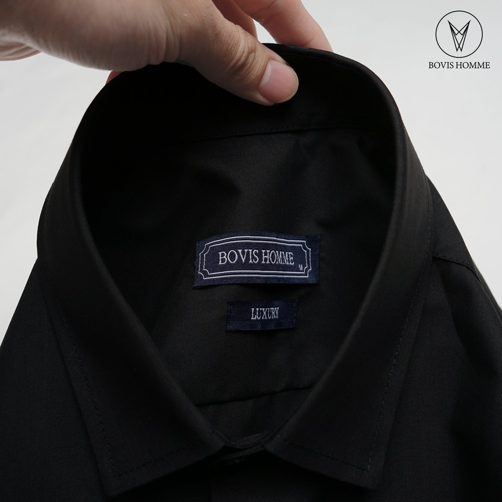 Áo sơ mi nam Bovis Homme tay dài SD003, màu đen, Form slim, chất liệu modal, mặt vải mềm mượt, thoáng mát, chống nhăn | BigBuy360 - bigbuy360.vn