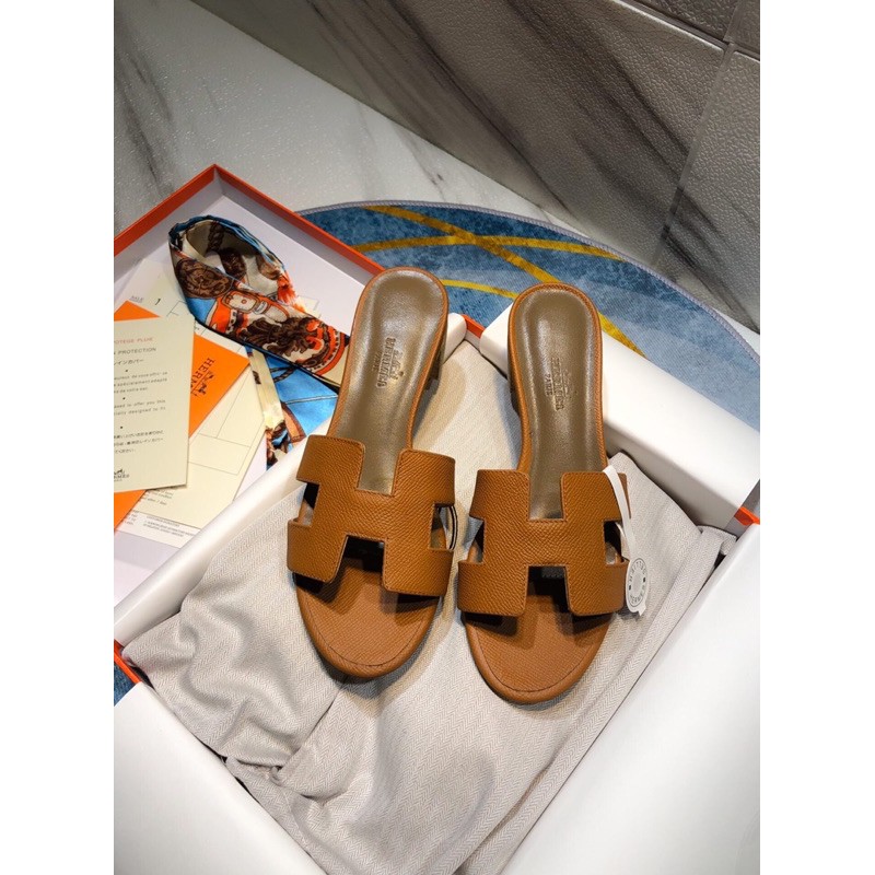 dép cao gót quai đeo thời trang nữ quai chữ H mũi tròn đế 4.5cm hermes HM