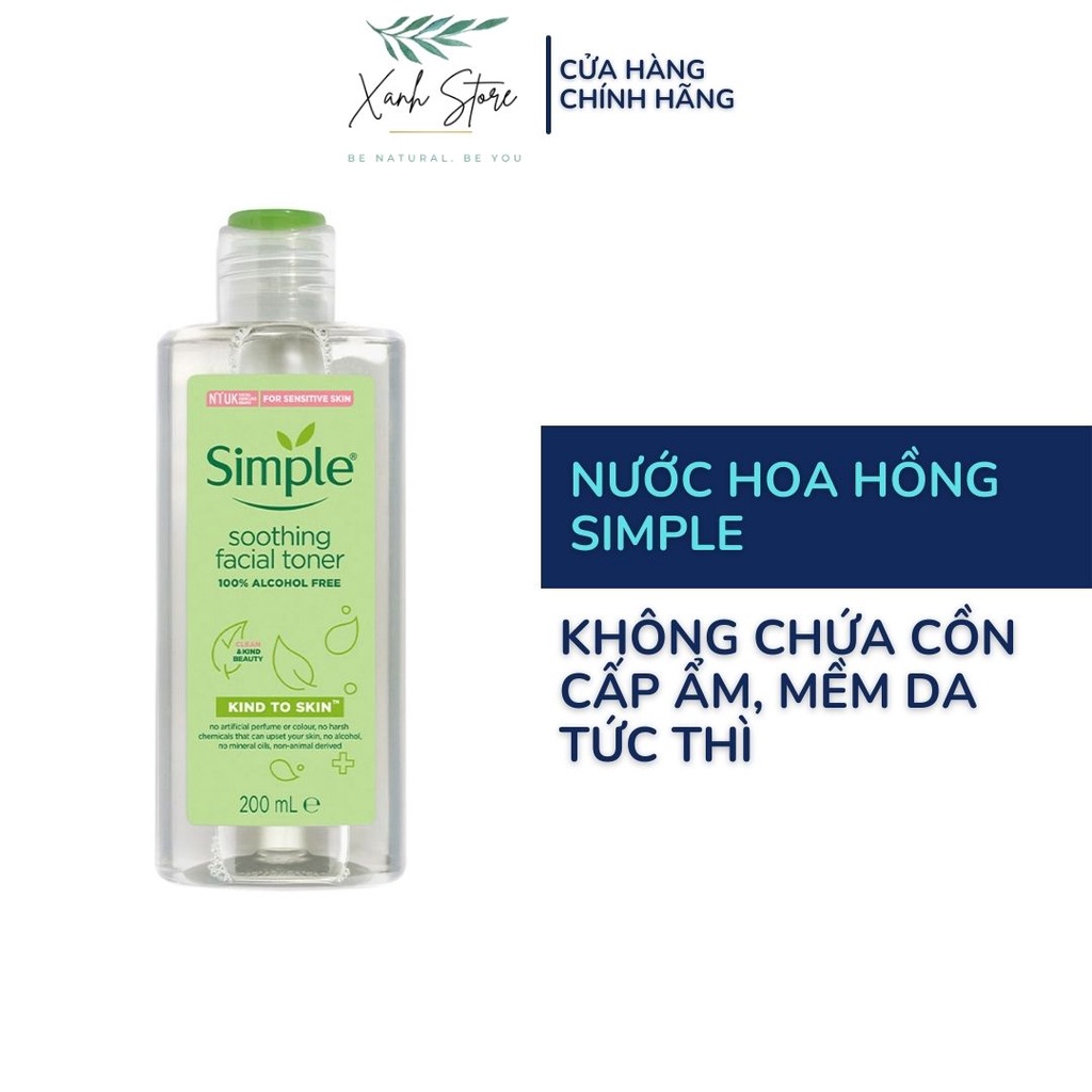 Nước Hoa Hồng Simple Smoothing Facial Toner 200ml Cân Bằng Cấp Ẩm Cho Da