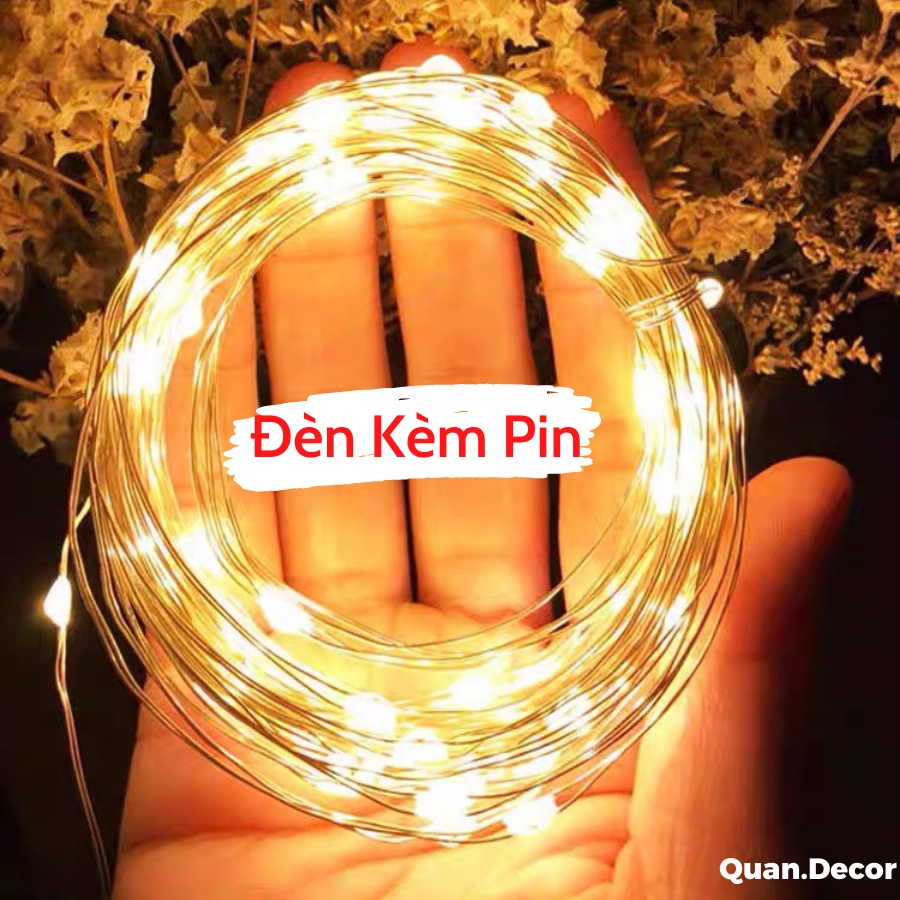 Dây đèn led trang trí phòng ngủ dùng pin đèn đom đóm 3m kèm pin giá rẻ chống nước QD01 - QuanDecor